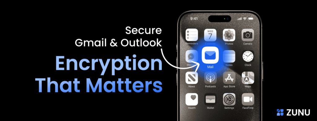 Banner on Best Encryption for Gmail to Protect Attachments on Devices - Zunu Drive